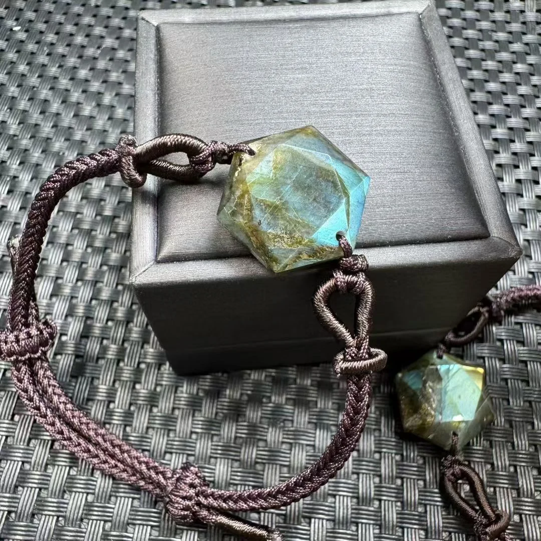 

1 Pc Fengbaowu Natural Labradorite Hexagram Bracelet Crystal Reiki Healing Stone Jewelry Gift For Women Men