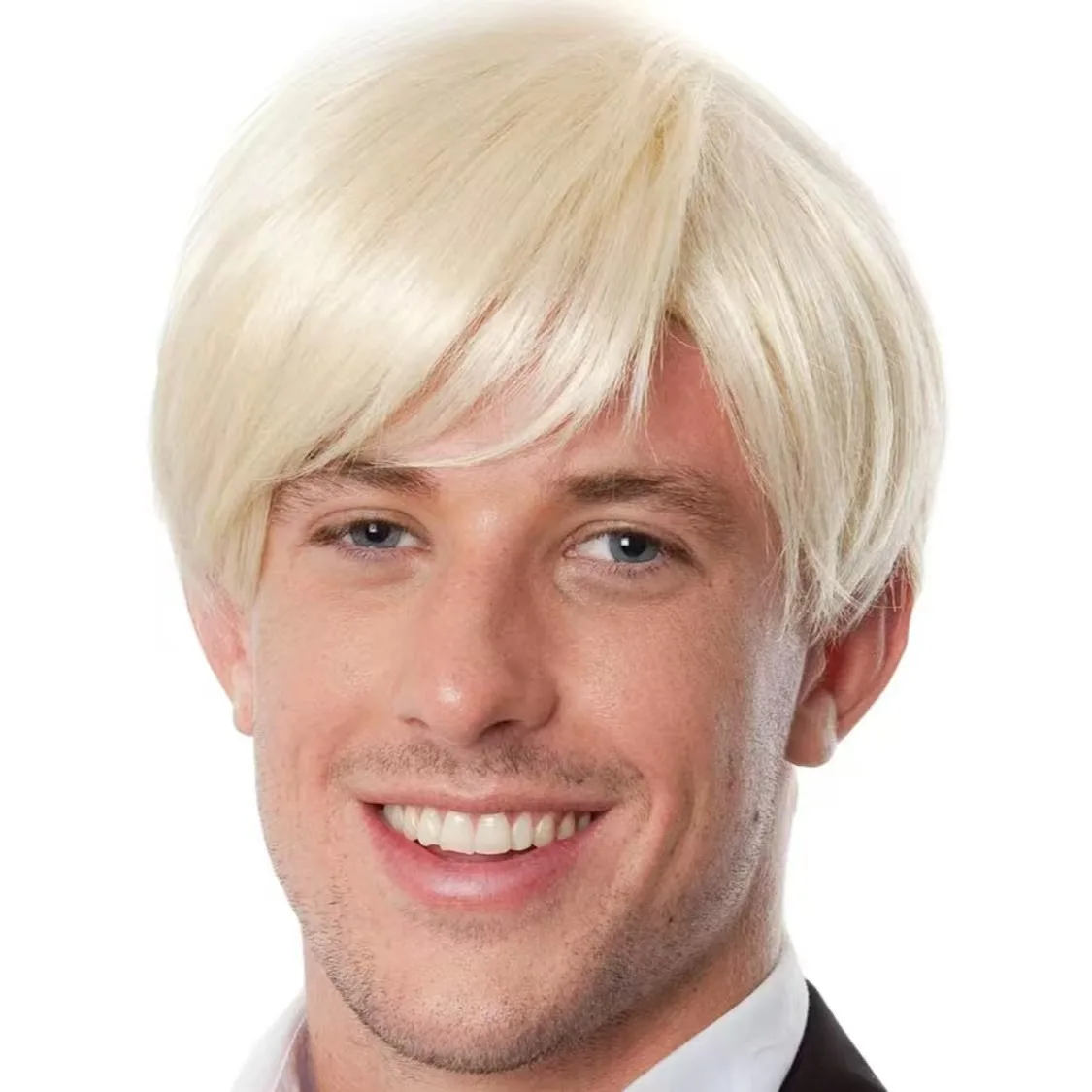

8 - Inch Blonde Straight Wig with Neat Bangs, Ideal for Cosplay and Daily Casual Looks