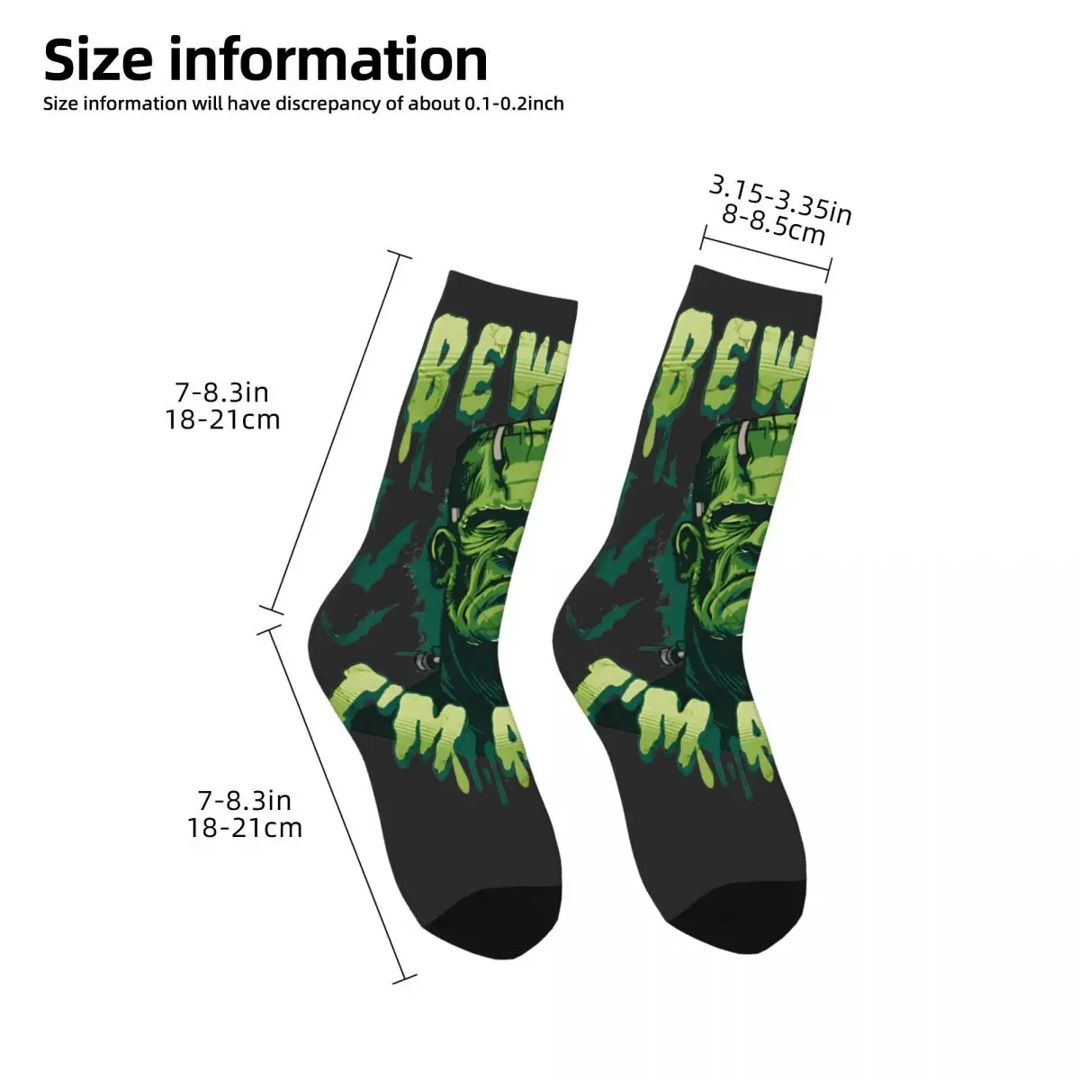 Vintage Is Still Alive Men's compression Socks Unisex Frankenstein Monster Harajuku Seamless Printed Novelty Crew Sock