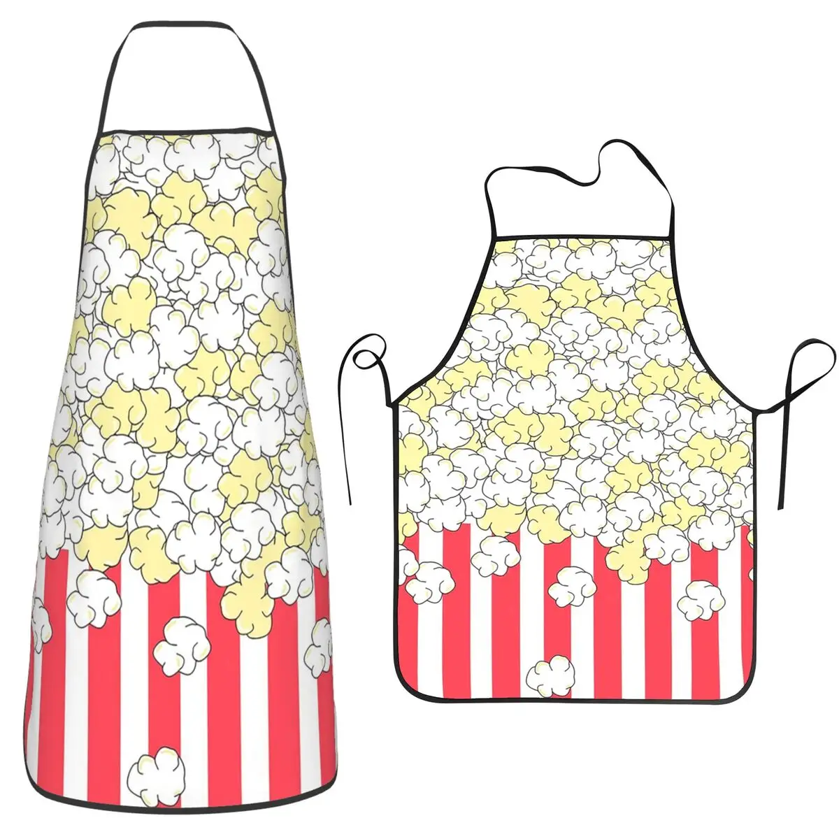 

Красный и белый полосатый фартук с попкорном, фартуки для приготовления пищи, нагрудник без рукавов, кухонный сарафан для уборки для женщин и мужчин, живопись