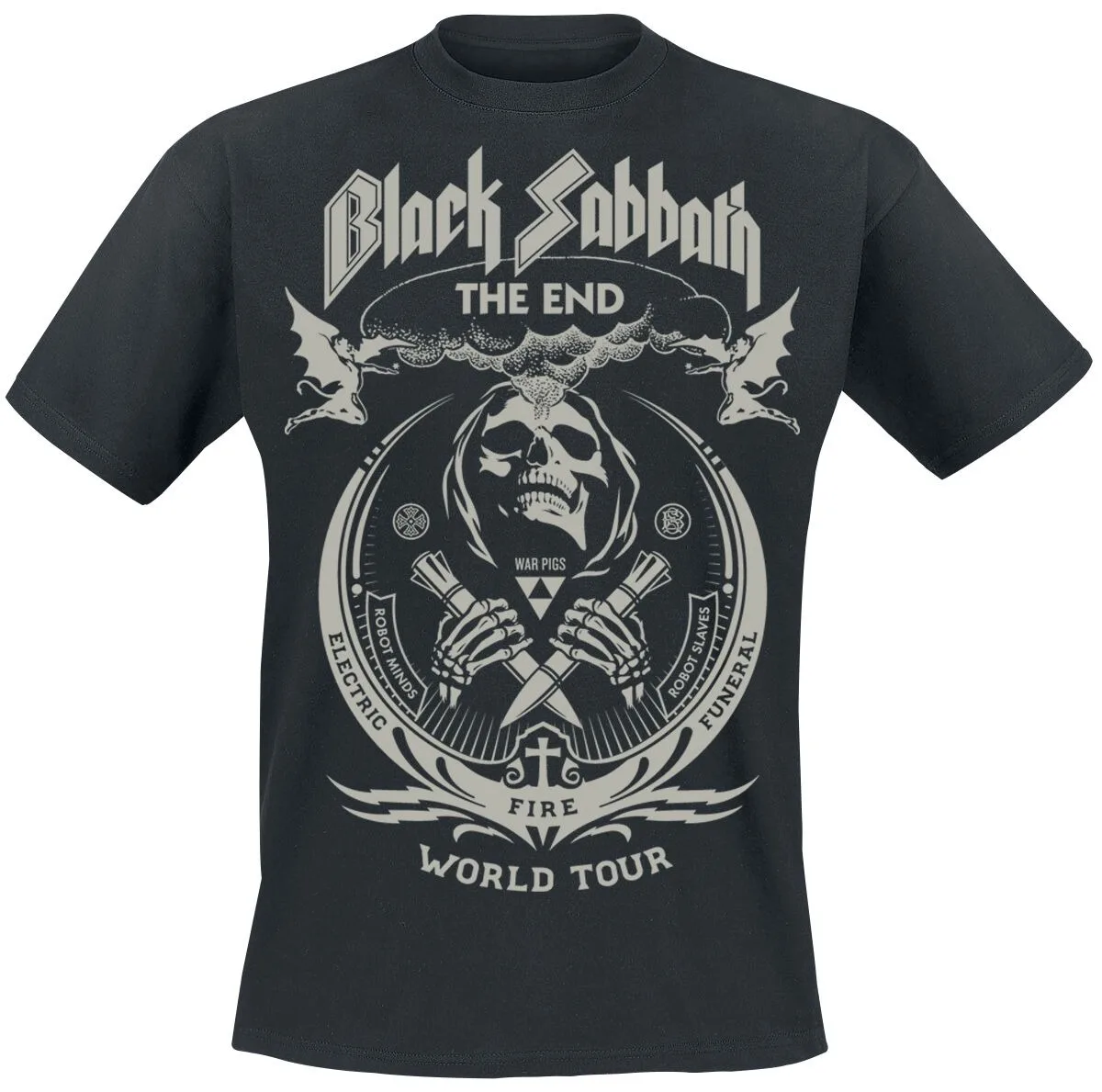 Camiseta de algodão com estampa de caveira Black Sabbath The End World Tour, masculina e feminina, banda de heavy metal, camiseta unissex