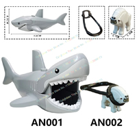 AN001 AN002 Cartoon Boy Accessories Toys Moc Building Blocks Sharks Snow Monsters Creative Model Puzzle Toys Christmas Gifts