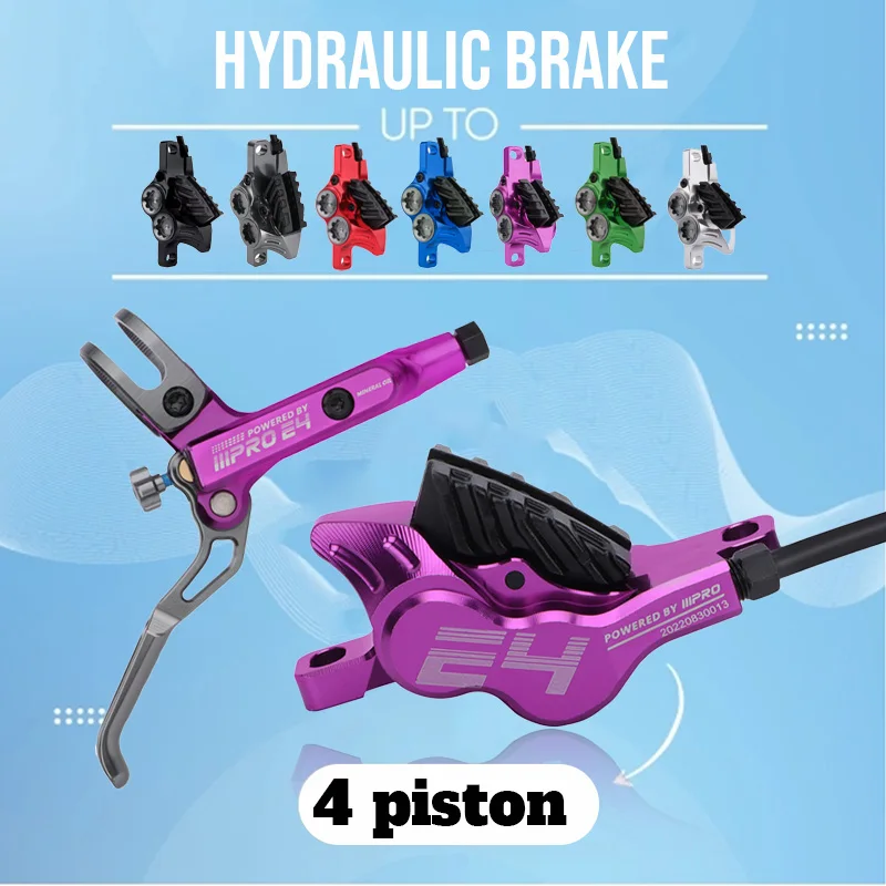 

IIIPRO Bicycle 4-piston mtb hydraulic brakes with cooling pads Mountain Road Bike 4 Piston brake oil pressure bike accessories
