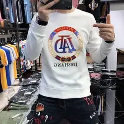 2022 new sequined men's sweater spring and autumn T-shirt men's long sleeve Korean version of loose size autumn jacket