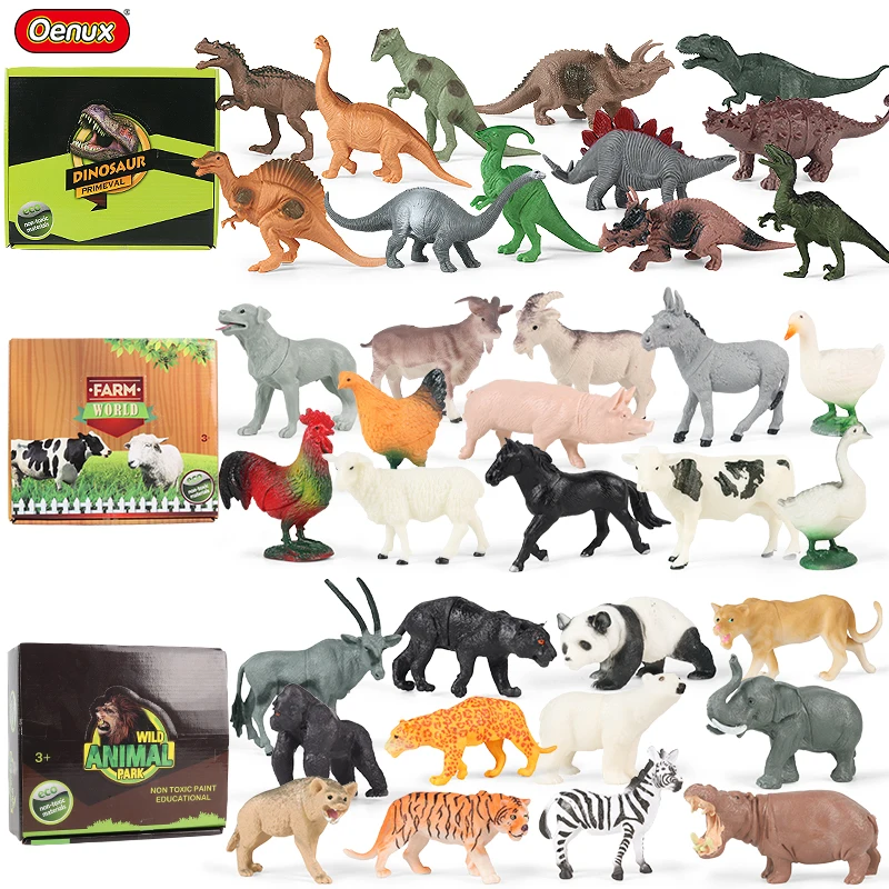 

Simulation Zoo Animals Wild Dinosaur Farm Scenes Playset Action Figure Cow Horse Lion Model Cute Kids Toy Gifts With Box