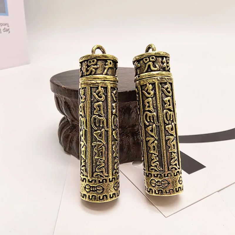 2Pcs Vintage Brass Mini Medicine Bottle Tool Charm Dangles KeyChain/Necklace Accessories