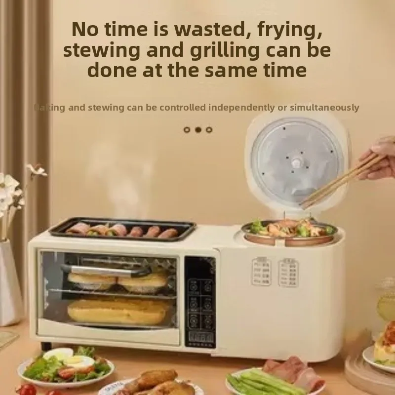 Multifunctional Breakfast Machine 4-in-1 Fried Hot Pot Electric Oven Household Rice Cooker Toaster Sandwich Machine