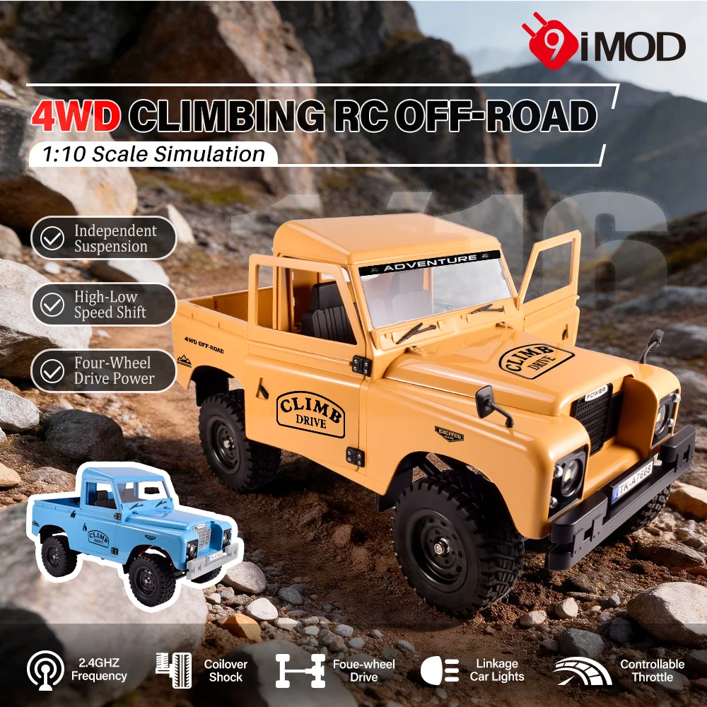 

9IMOD RC Crawler 1:10 4WD Dual Speed 380 Motor LED Lights Off-Road Truck RTR