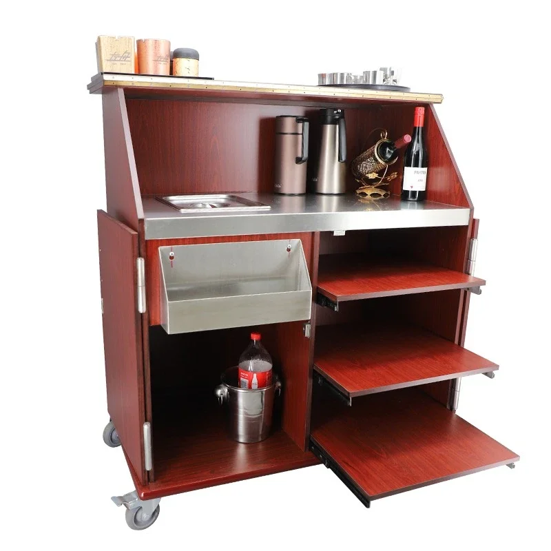 Bartending bar counter cabinet, movable work cabinet, multi-functional tea cabinet