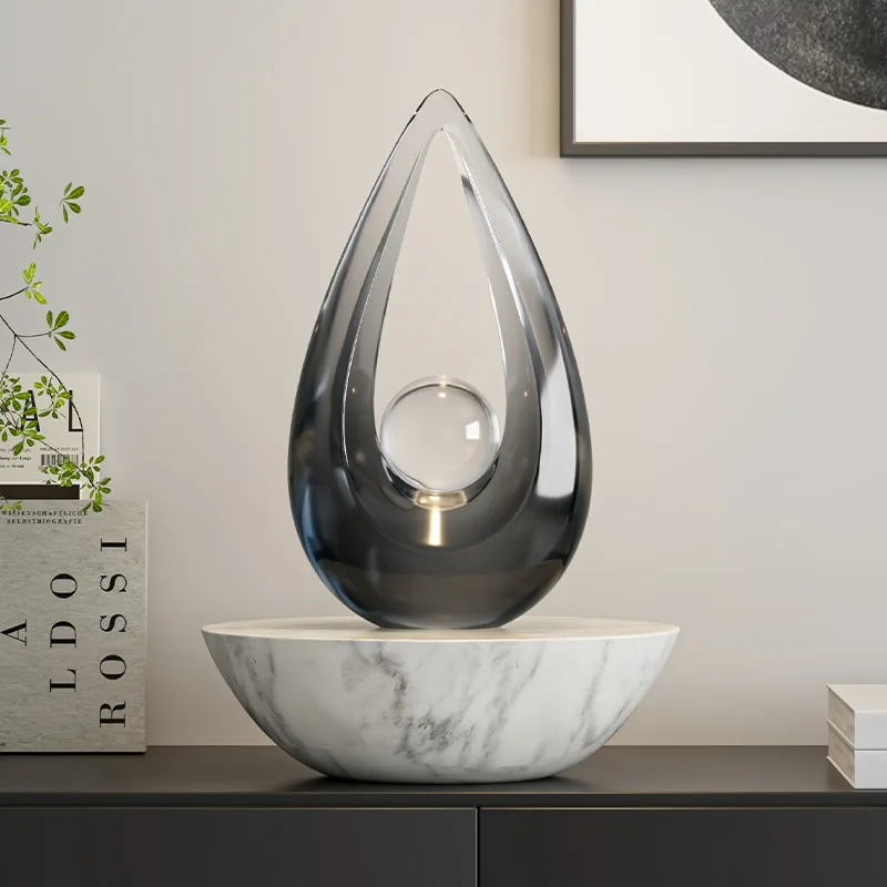 Advanced Transparent Waterdrop Art Ornament Marble Sculpture Sample Room Living Room Wine Cabinet Office Soft Decoration