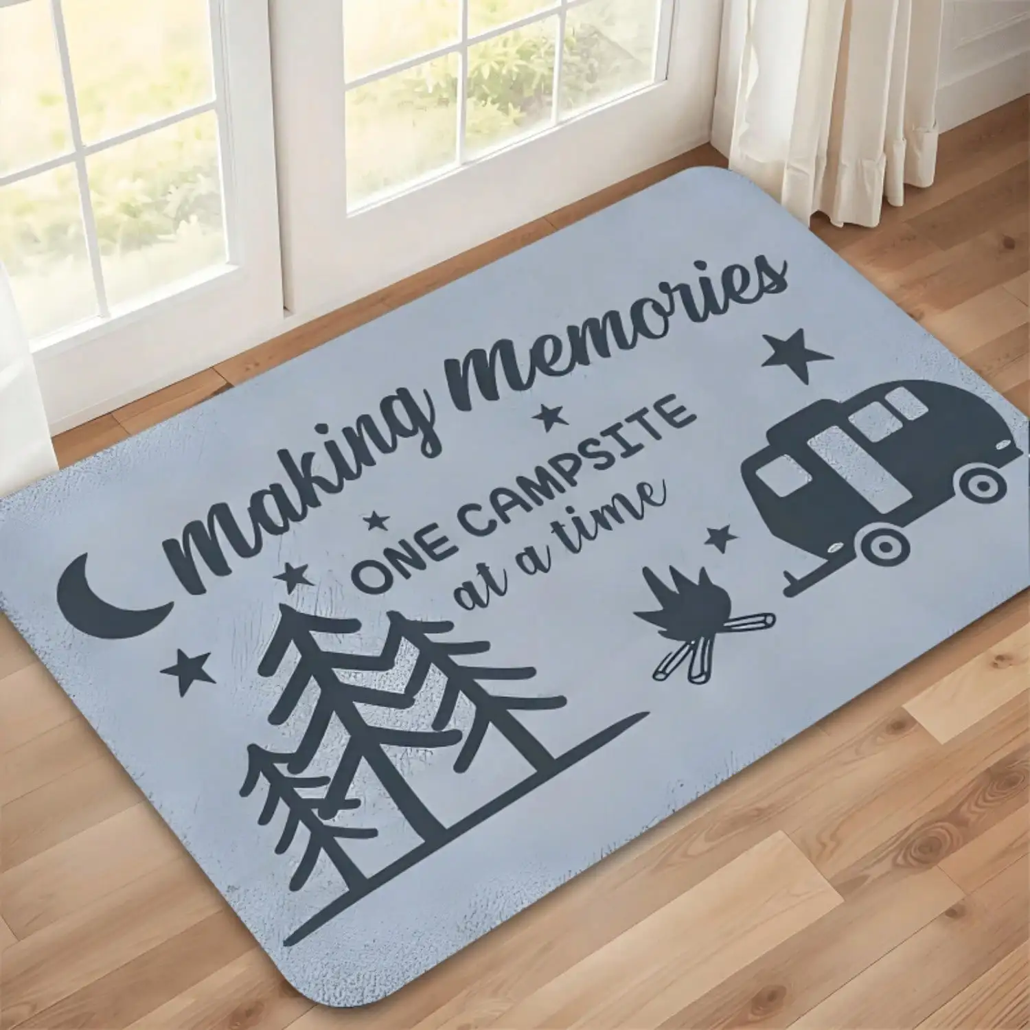 The Product Features A Doormat Designed To Evoke Wonderful Camping Memories, Suitable For Both Outdoor And Indoor Use. It Can Be Placed At Home, In The Living