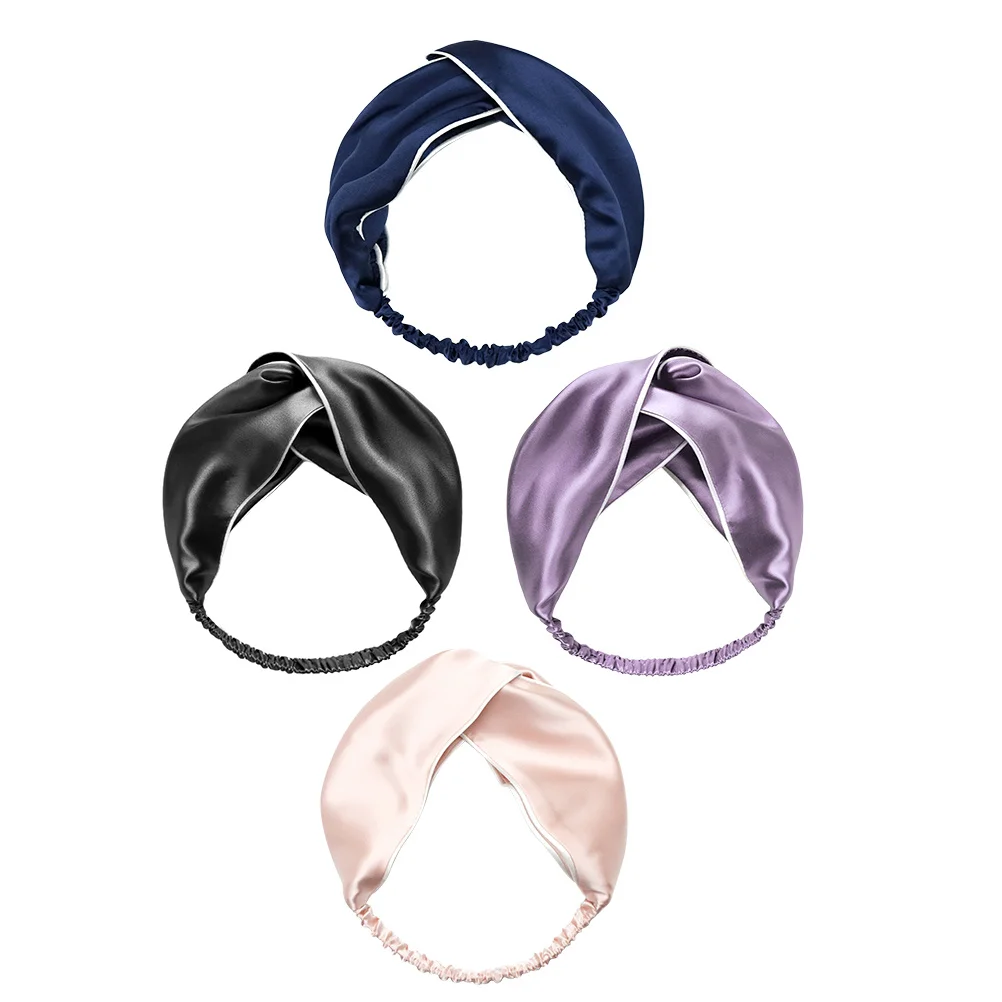 

4pcs Women Headbands Silk Hairband Wide Brimmed Elastic Cross Knot For Yoga Sports Shower Hair Accessories Head Wrap