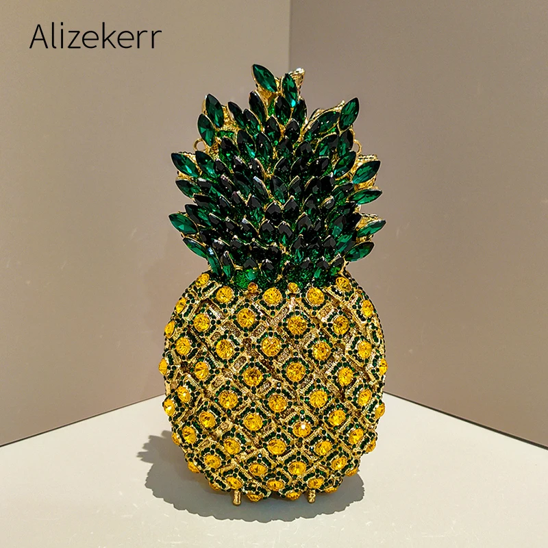 

Alizekerr Pineapple Diamond Evening Bags Women Gorgeous Sparkling Rhinestone Metallic Clutch Purses And Handbags Wedding Party
