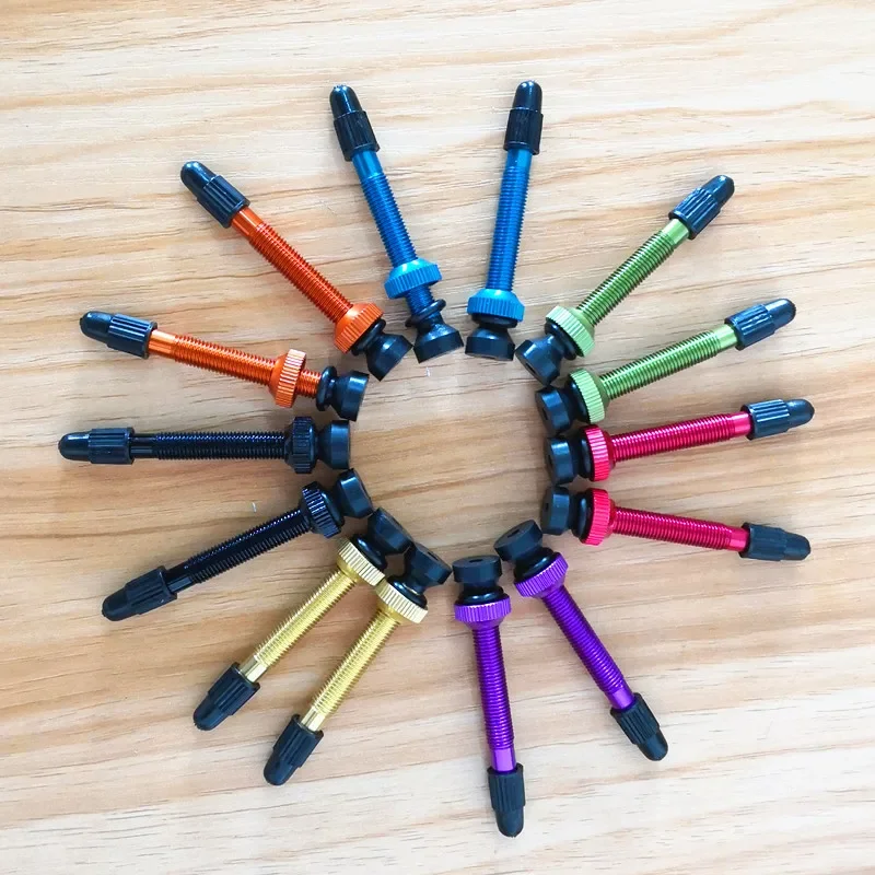 2PCS Della Bicicletta Tubeless Presta Valvole stelo 45 millimetri di Alluminio Strada/MTB bici FV Valvola Dell'aria Stelo Nucleo Rimovibile Trye Ugello Parte Della Bici