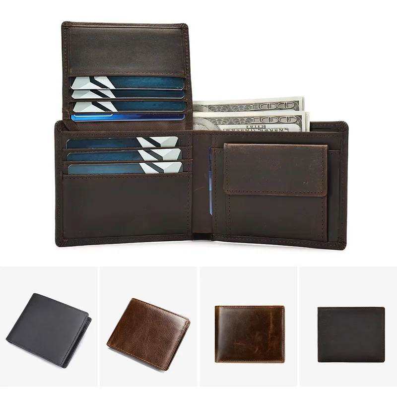 Vintage Genuine Leather Wallet for Foreign Trade, European and American Style, Men's Dollar Clip, Coin Purse, Anti-Skimmingwalle