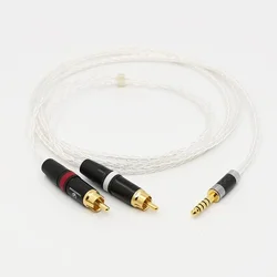 8core HIFI Audio OCC silver plated headphone Upgrade Cable 4.4mm Balance to 2 RCA Gold plated plug Replacement Cord