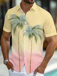 Men's Coconut Tree Gradient Color Tropical Plants Summer Hawaiian Shirt Button Up Shirt Aloha Shirt Short Sleeve Hawaiian shirts