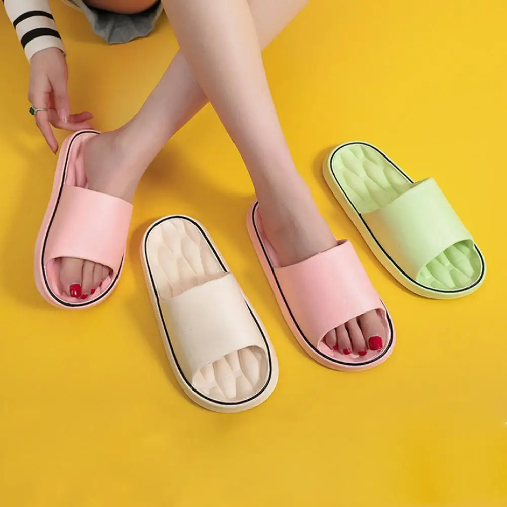 Line Pattern Slippers for Couple - Summer Non-Slip Indoor Slides, Soft EVA House Shoes, His and Hers Bathroom Sandals Quick-Dry