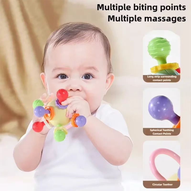 Cloche de Puzzle amusante pour enfants, soulagement des couleurs, éducation précoce, gomme pour bébé, meulage des dents, poignée de main, cloche apaisante