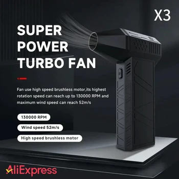 슈퍼 130000 RPM 휴대용 브러시리스 모터, 3 차 X3 격렬한 송풍기, 미니 터보 제트 선풍기, 풍속 52 m/s, 자동차용 산업용 덕트 선풍기