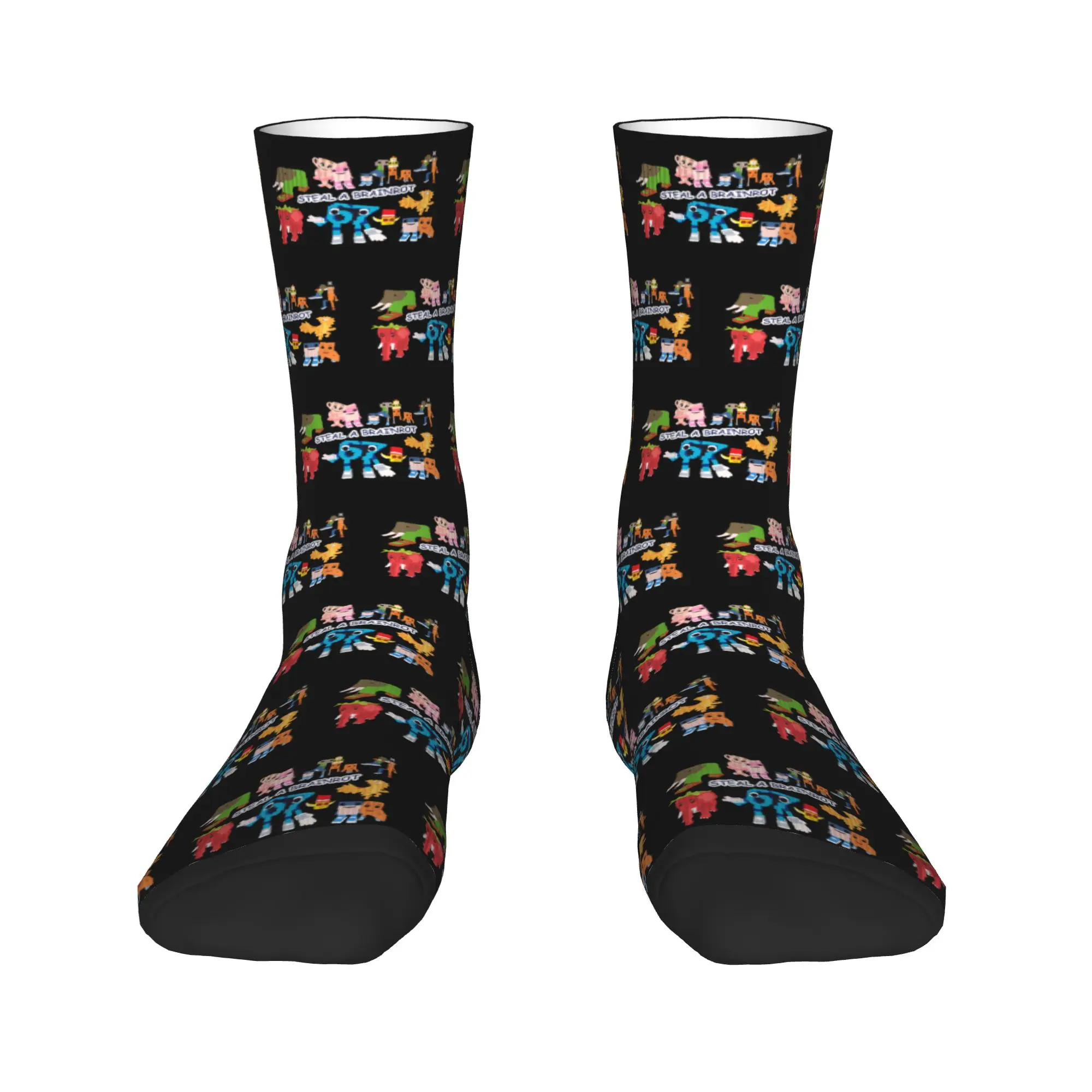 Men Socks Steal A Brain Rot 67 Funny Italian Brainrot Stockings Anti-Slip Soft Breathable Socks Autumn Casual Cycling Socks