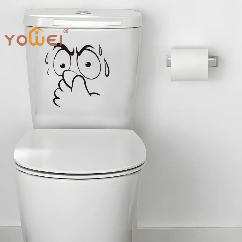 Latest Funny Toilet Lid Sticker - Self-Adhesive Bathroom Decor With Expressive Face,No Residue Removable Toilet Cover, For Decor