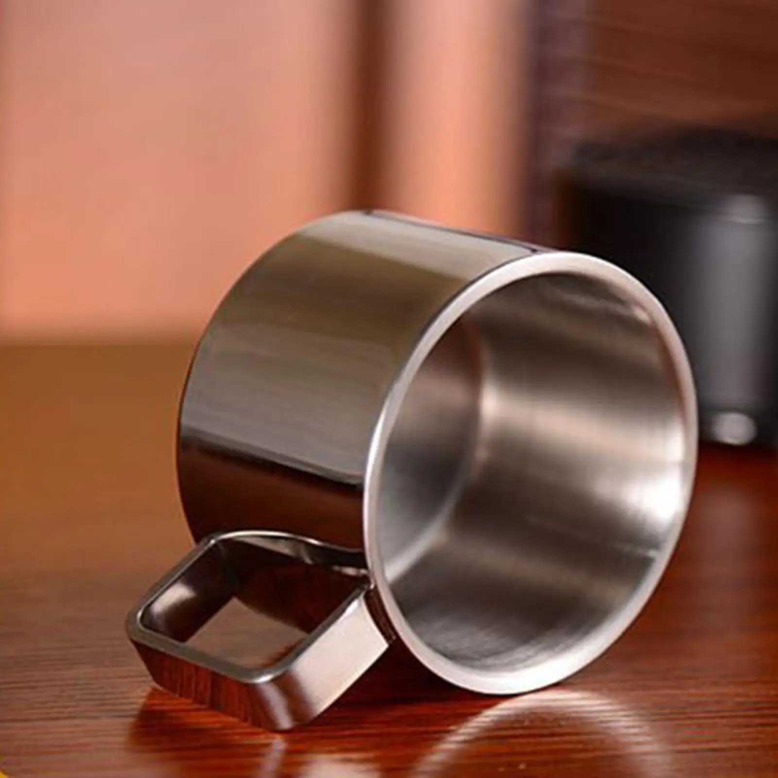 طقم كوب وصحن 200 مل لوازم منزلية مزدوجة الجدار مقاومة للانسكاب مع ملعقة فنجان شاي وصحون لساحة الحديقة الخارجية والحديقة