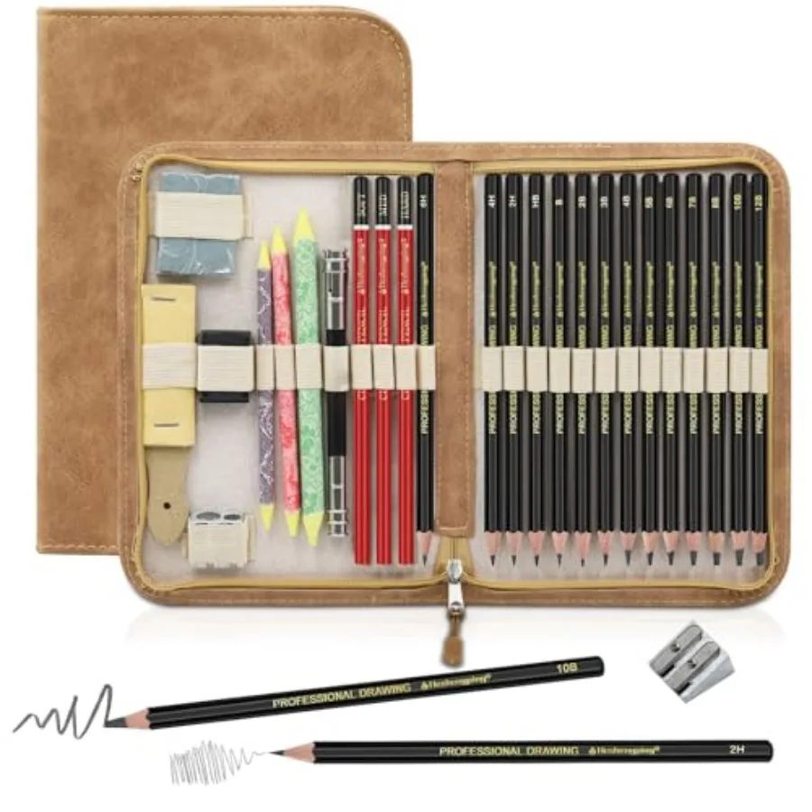Sketching and Drawing Pencils Set 26pcs, Art Supplies Drawing pencil Kit, Graphite Charcoal Professional Pencils Set, Adults Be