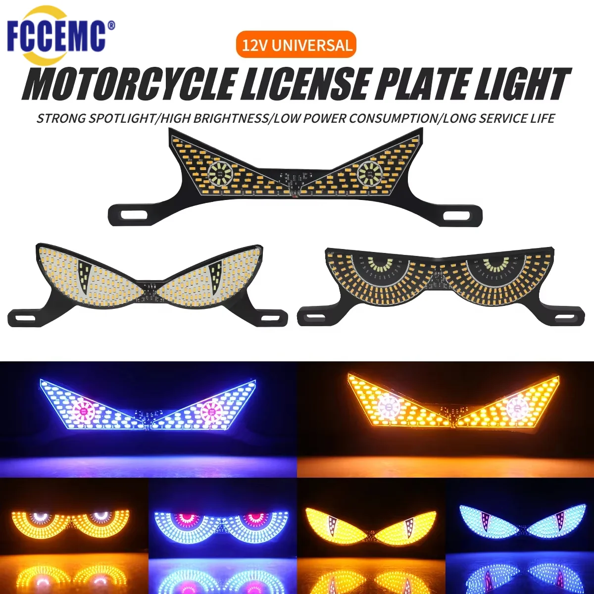 Motorrad-Kennzeichenbeleuchtung, Katzenauge, modifiziertes Rücklicht, dekorative Umgebungslampe, Teufelsauge, Stroboskop, Einzellichter, 12 V