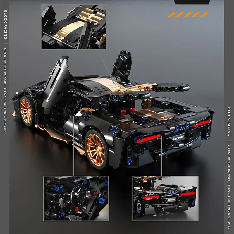 1309PCS Technical Black Gold Lambor LB780S Sports Car Building Blocks Racing Vehicle Assemble Bricks Toys Gifts For Kids Boys