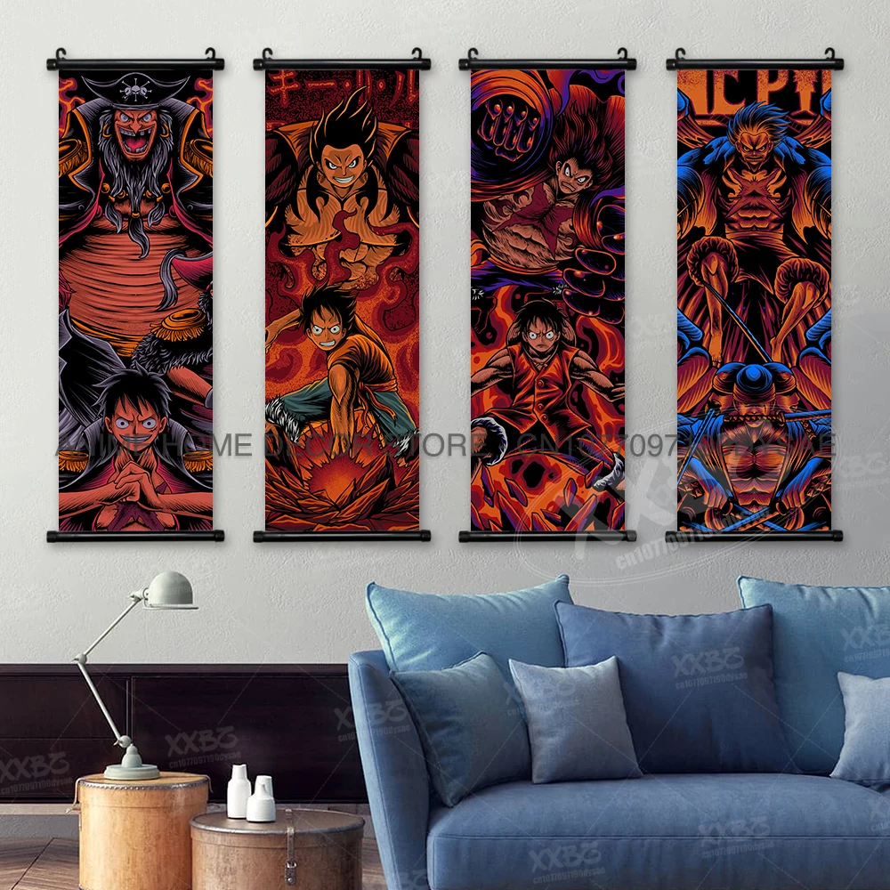ONE PICEC Poster Anime Scrolls Bild Roronoa Zoro Hängende Malerei Ruffy Wandkunst Lysop Wandbild Kaido Home Decor Teach Wallpaper – Detail 2