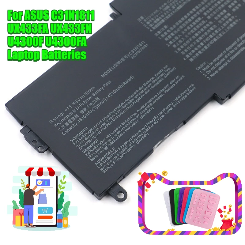 

Для ASUS C31N1811 UX433FA UX433FN U4300F U4300FA аккумуляторы для ноутбуков