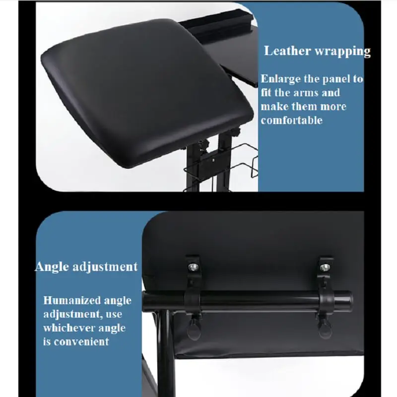 Подставка для татуировки Cncest с верстаком, подставка для татуировки на подлокотнике, регулируемая высота и кожаная мягкая подставка для тату-студии Ta