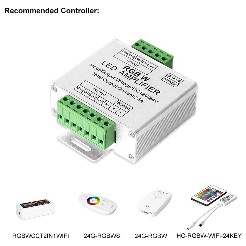 RGB/RGBW 5050 LED Strip Amplifier Controller Work With 4Pin/5Pin DC12V/DC24V 5050SMD LED Strip