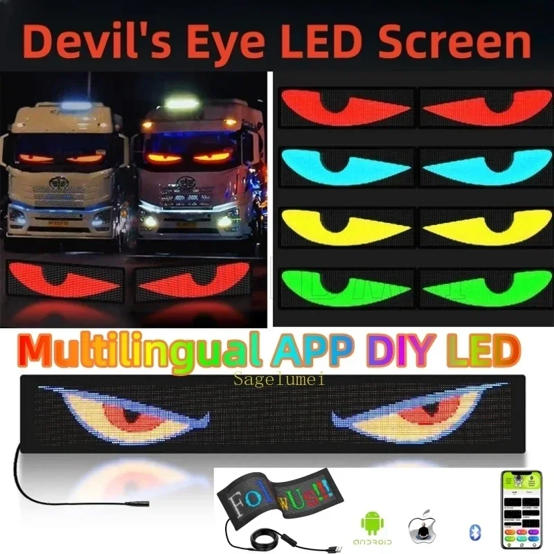 Pannello a matrice LED USB 5V App multilingue programmabile Schermo flessibile Display Animazione Segnale per auto a scorrimento a LED fai-da-te per annuncio del negozio