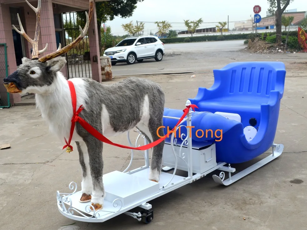 Cervo che tira il slitta Slitta Ghiaccio Neve Parco giochi Alce Pull Car Elettrico Santa Slitta Cervo