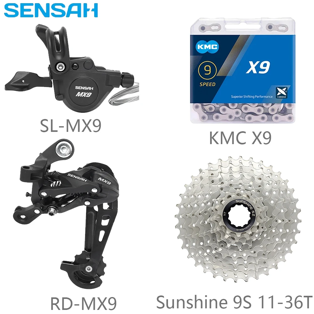 

SENSAH MX9 1X9 Рычаг переключения скорости Комплект задних переключателей SUNSHINE 11-36/40/42T Кассета KMC X9 Цепь MTB Запчасти для велосипеда