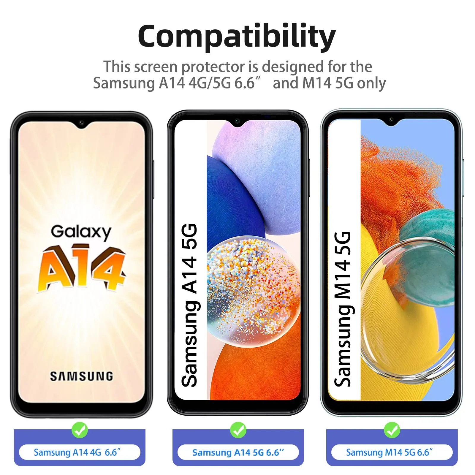 Für Samsung Galaxy A14 4G 5G Displayschutzfolie aus gehärtetem Glas, Kristallglimmer, 9H, HD, klar, transparent, hohes Aluminium, kratzfest – Detail 2