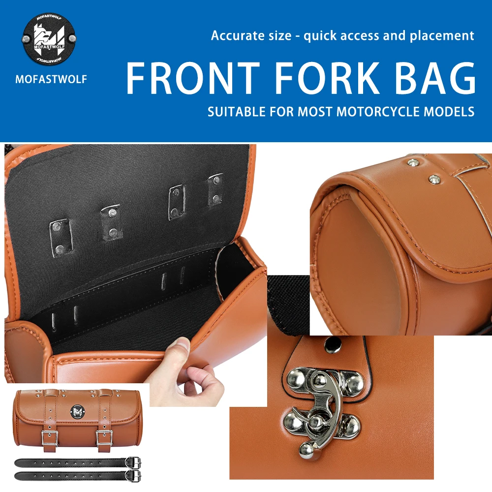 Motorcycle Tool Bag Universal Saddle Bag with Soft PU Leather Waterproof Design and Adjustable Strap Mounting Fits Most Motorcyc
