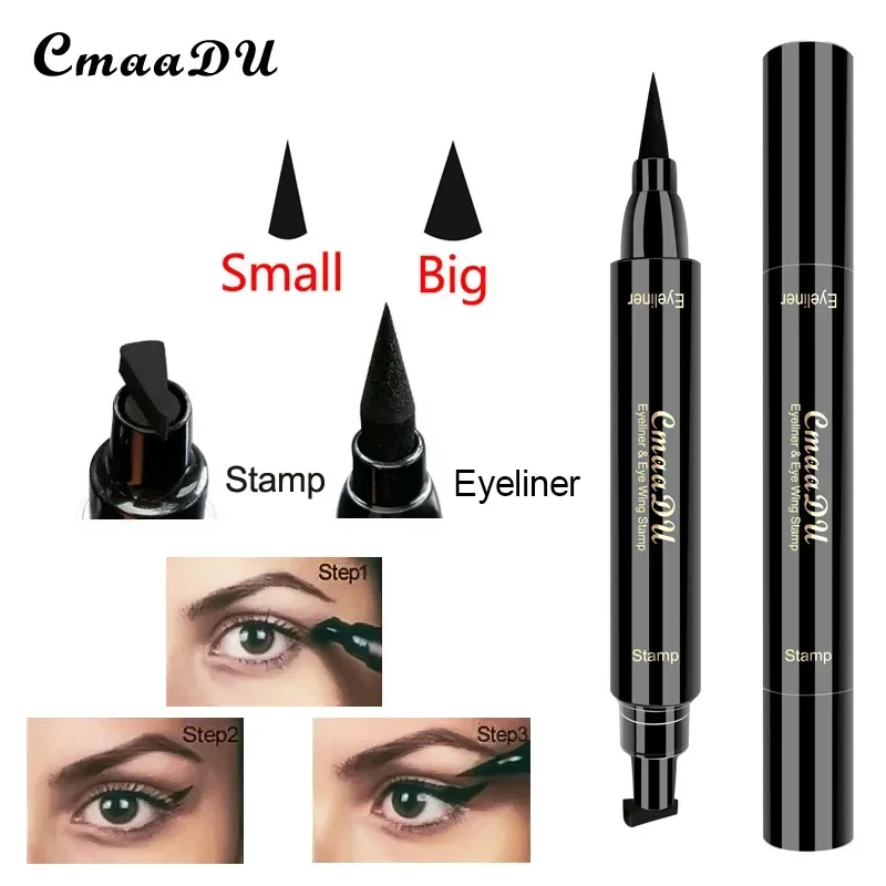 1pcs Big Double-headed seal eyeliner Waterproof and quick-drying black liquid eyeliner small lash glue pen Eye makeup cosmetic