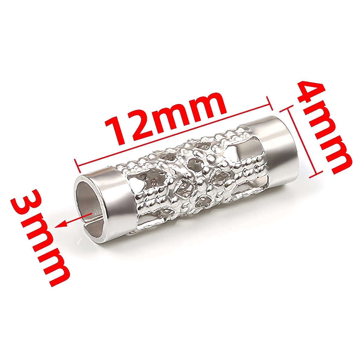 20/50pcs Stainless Steel Hollow Tube Spacer Beads Hair Braid Beard Lock Charms for Necklace Bracelet Jewelry Making Accessories