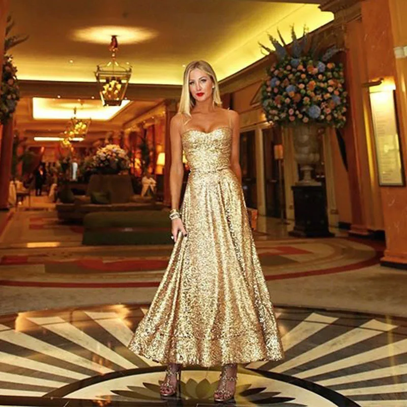 Summer New Women's Evening Dress Wrap Chest Sequin Gown Maxi Skirt Banquet Formal Dress Street Style mid Waist Long Dress