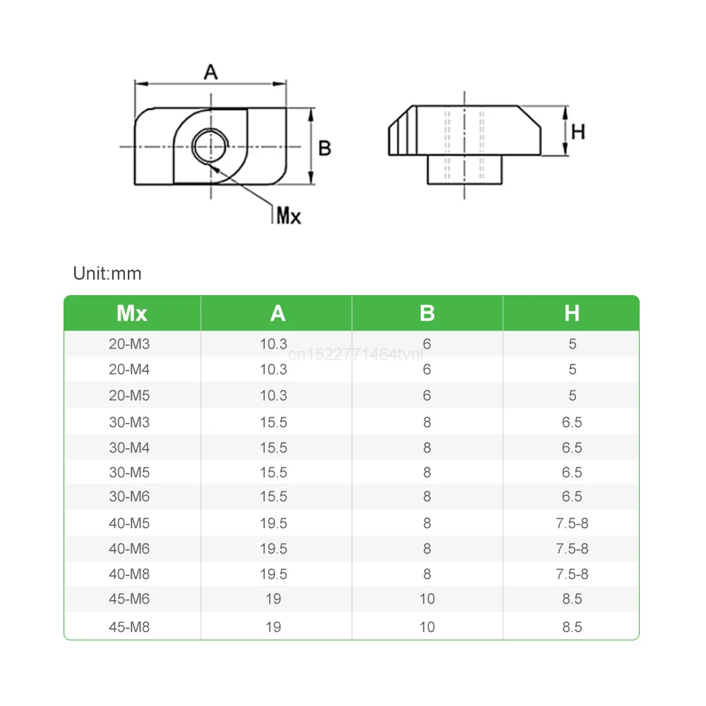 Tuerca en T M3, M4, M5, M6, M8, cabeza de martillo, Conector de ranura de sujeción, niquelado para 20, 30, 40, 45, perfil de extrusión de aluminio de la UE