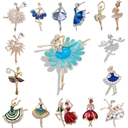 Broches de bailarina de Ballet de cristal exquisitos, alfileres de joyería para dama, broche elegante para mujer, insignias de ropa de traje decorativas