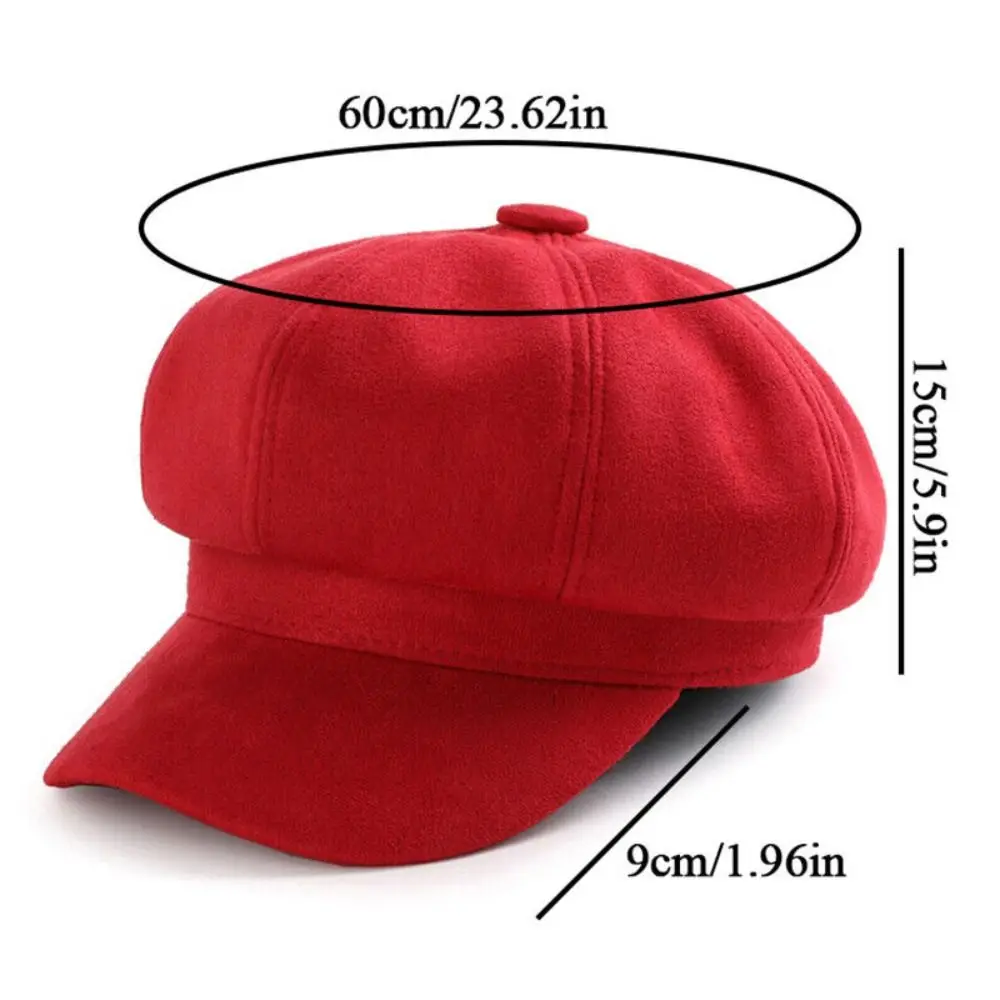 Casual Suede Fabric Hats & Caps Solid Color Adjustable Baker Cap Newsboy Hat Berets Beret Hat