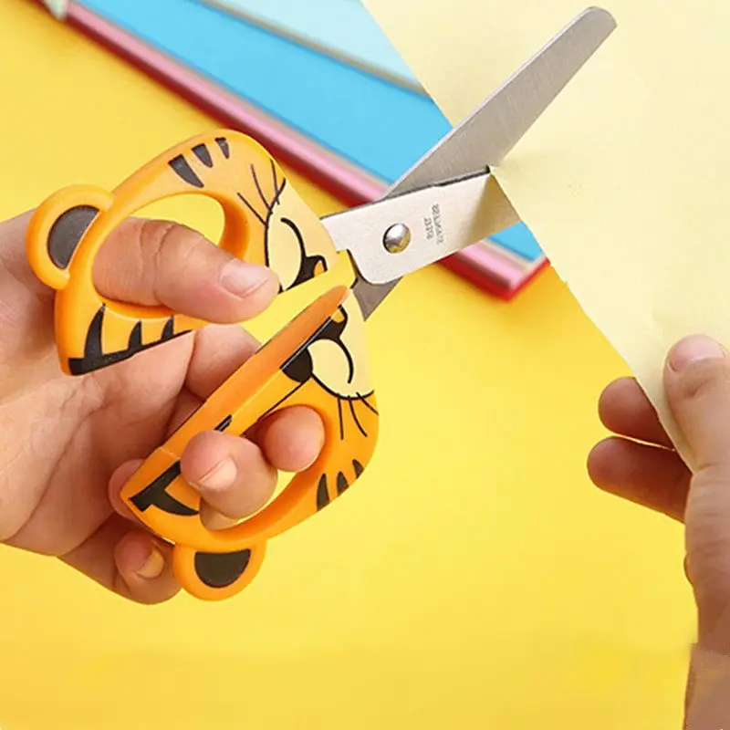 Cute Cartoon Animal Mini Scissors for Kids, Tesoura de segurança de aço inoxidável, Student Paper Cutter Tool, Material de escritório escolar