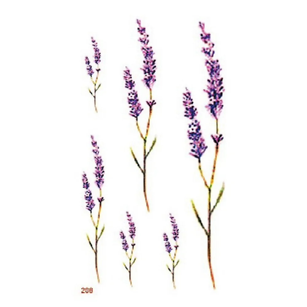 

Waterproof Temporary Tattoo sticker cute sexy lavender flowers Leaves tatoo Water Transfer fake tattoo for Women