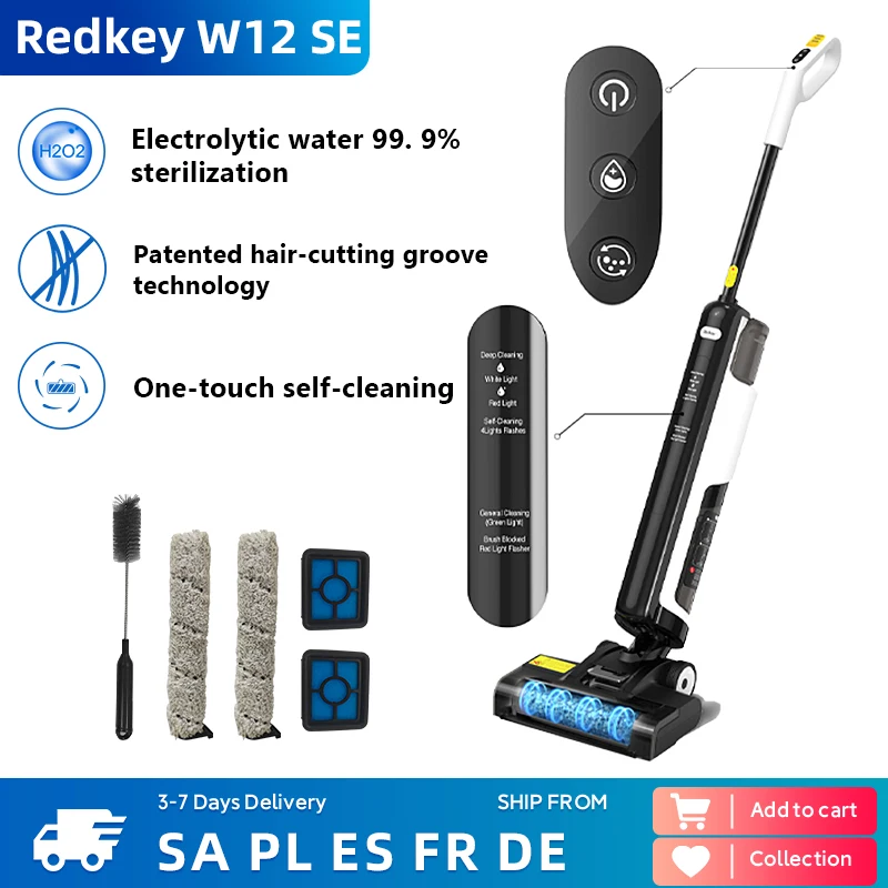 Redkey W12 SE Cordless Wet Dry Vacuum Cleaner Multi-Surface Smart Wireless Vacuum Floor Washer Self-Cleaning&Drying Household