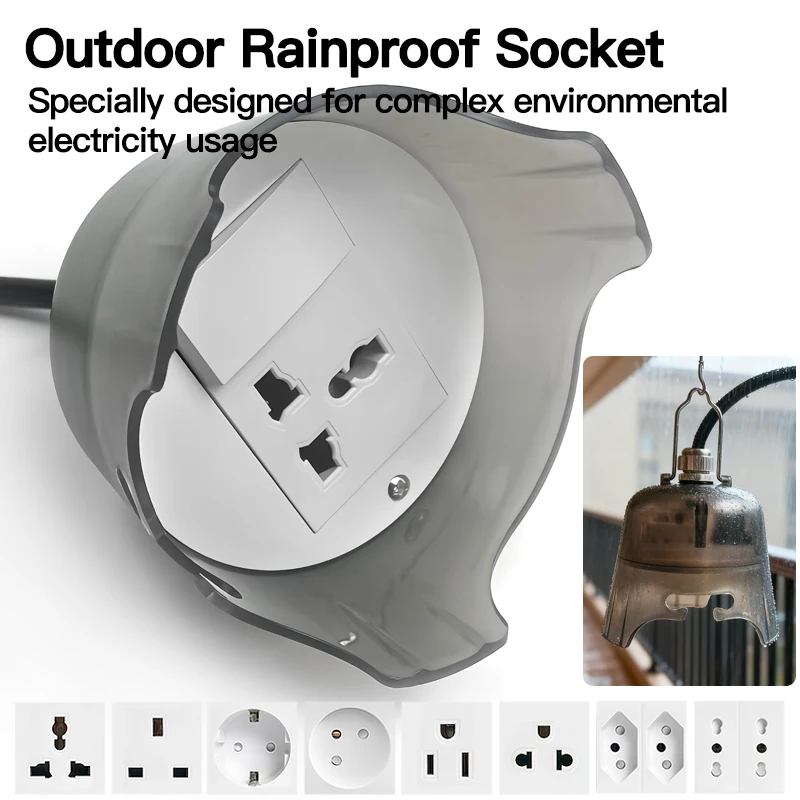 

Waterproof Outdoor Power Outlet, Rainproof Electrical Socket with Cable, Durable Protective Cover for Patio/Garden Outdoor Use