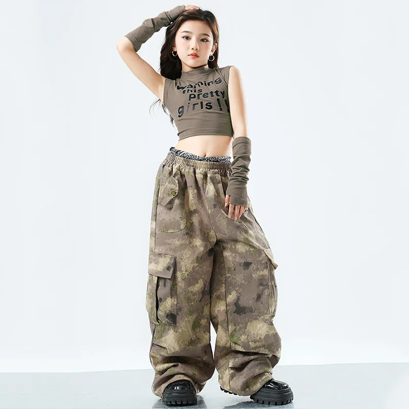 Kpop 무대 의상 소녀 재즈 댄스 의류 위장 바지 힙합 레오파드 바지 패션 streetwear 스트리트 댄스웨어 vdl3084